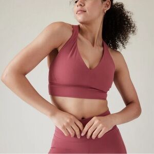 Athleta Transcend Midi Racerback Sports Bra, Size: XL, dusty rose pink, VGUC